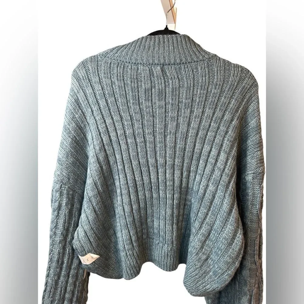 NWT Arizona Jean Co Women’s/Teens Teal Blue Crop Cable Oversized Sweater - XXL